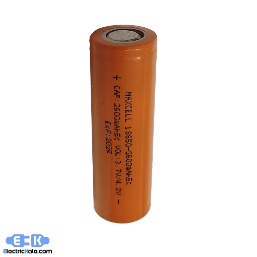باتری  لیتیومی آیون MaxCell 18650 ظرفیت 2600 میلی آمپر ساعت