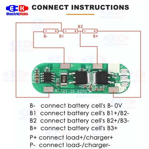 نحوه اتصال باتریها در برد کنترل شارژ 3S