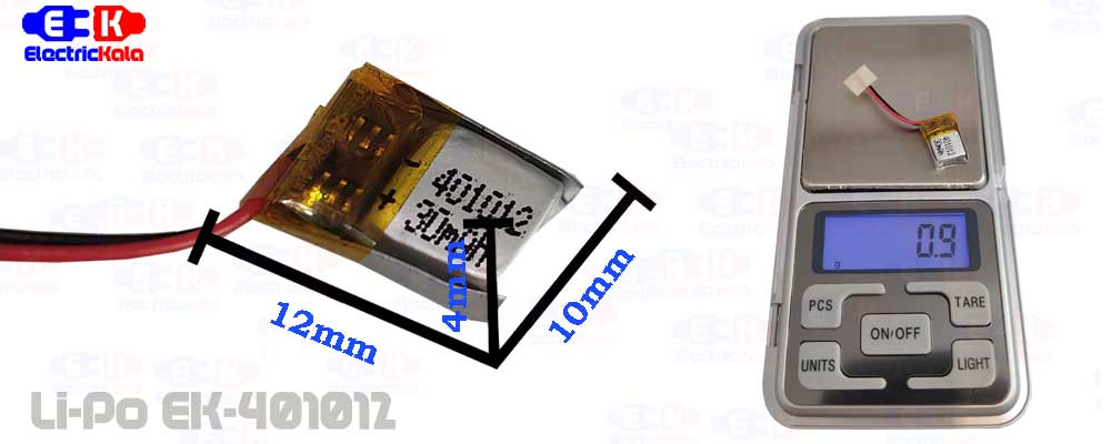باتری لیتیوم پلیمر LiPo-MX-401012-30mAh